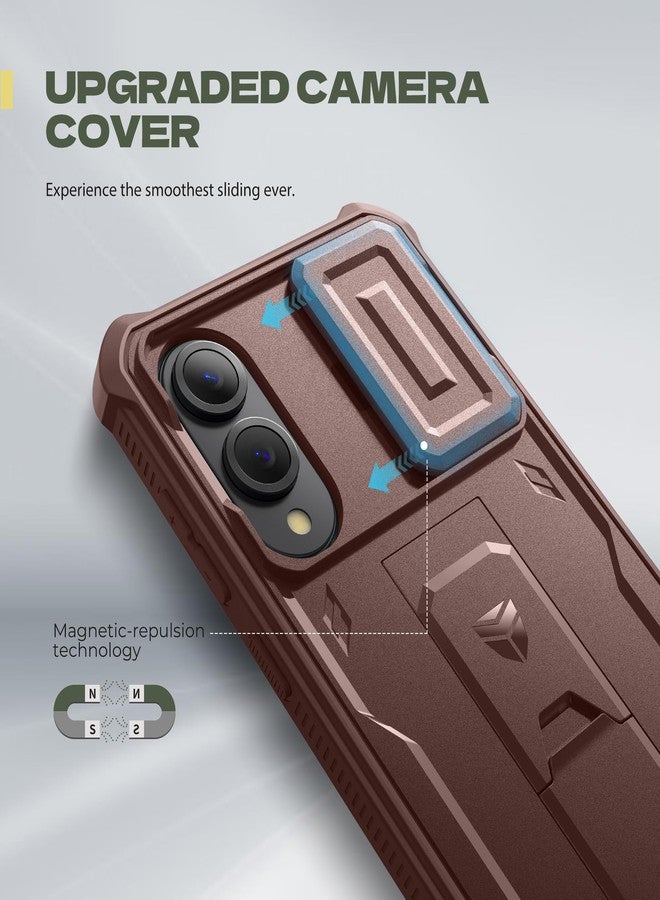 ديكسنور جراب Dexnor لهاتف Samsung Galaxy S25 Edge مع غطاء كاميرا منزلق مدمج وواقي شاشة ومسند، جراب متين مقاوم للصدمات يغطي كامل هيكل الهاتف - أحمر - Image 3