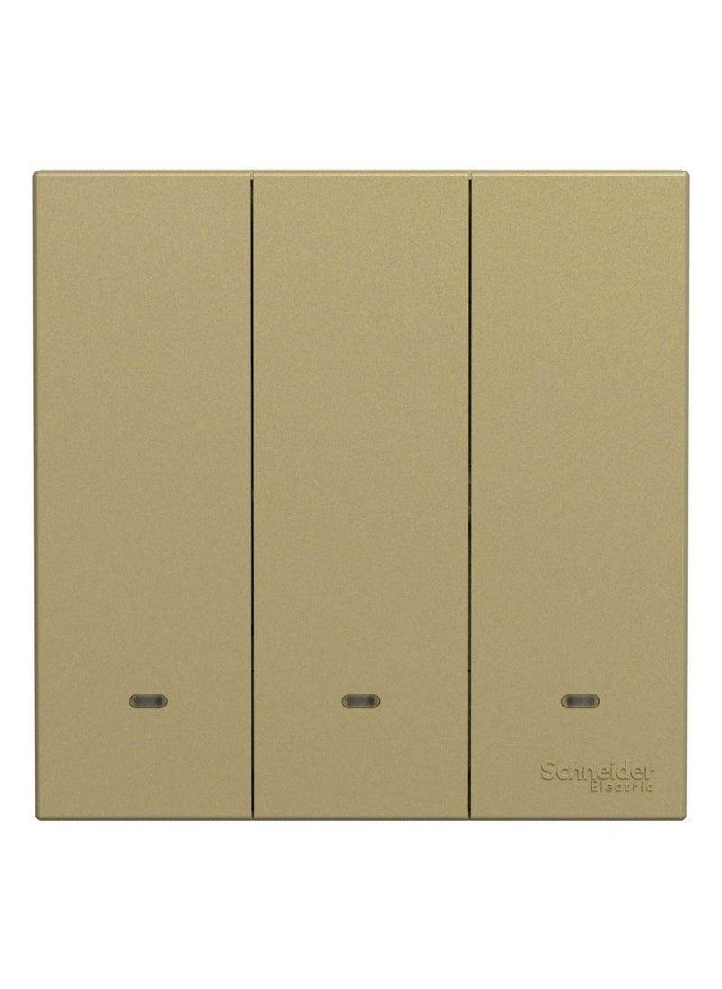 Schneider Electric - Schneider Electric Avataron C Switch With Fluorescent Locator E8733L1F_WG, 3 Gang, 16Ax Wine Gold 250 V 1 Way - Image 1
