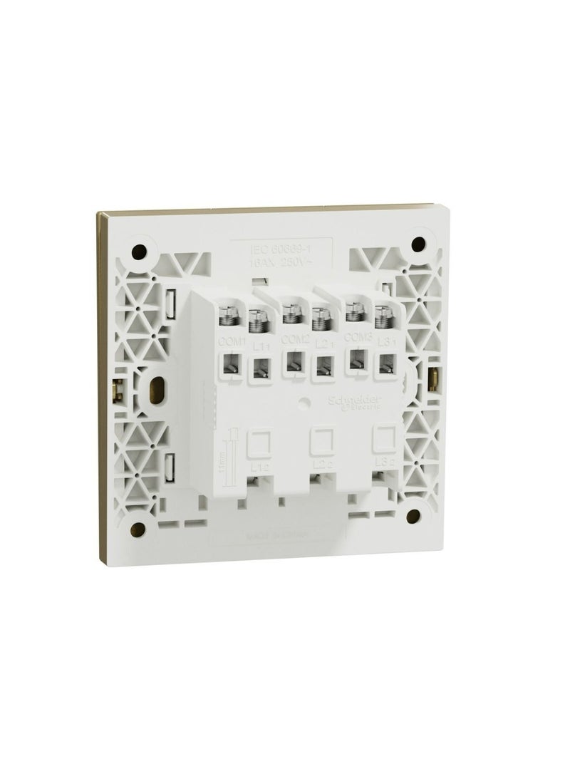 Schneider Electric - Schneider Electric Avataron C Switch With Fluorescent Locator E8733L1F_WG, 3 Gang, 16Ax Wine Gold 250 V 1 Way - Image 1