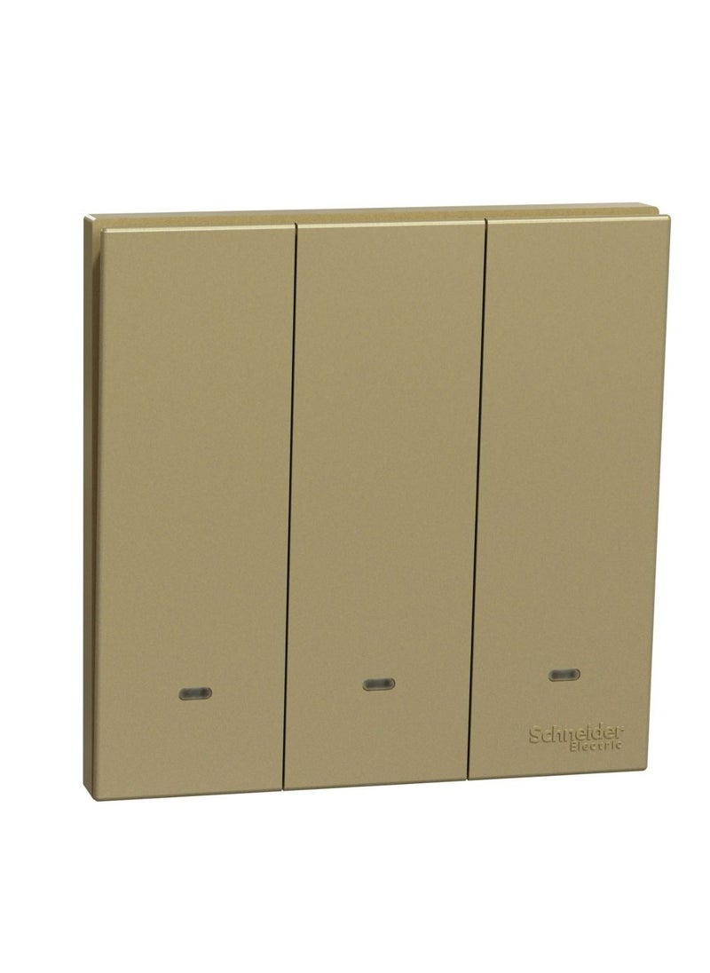 Schneider Electric - Schneider Electric Avataron C Switch With Fluorescent Locator E8733L1F_WG, 3 Gang, 16Ax Wine Gold 250 V 1 Way - Image 1