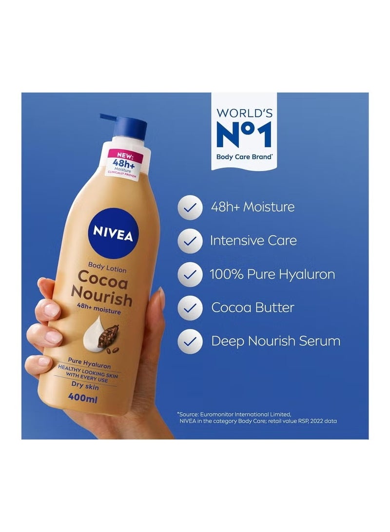 نيفيا لوشن الجسم كاكاو نوريش للبشرة الجافة ترطيب يدوم 48 ساعة 250 مل ترطيب عميق وتغذية ونعومة للبشرة - Image 2