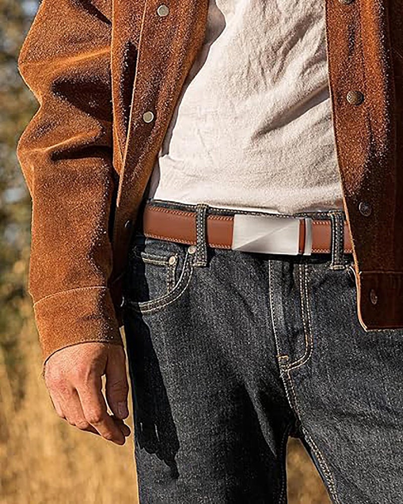 ZORO UNITED Vegan Leather Belt For Men | Formal/Casual,TAN - Image 4