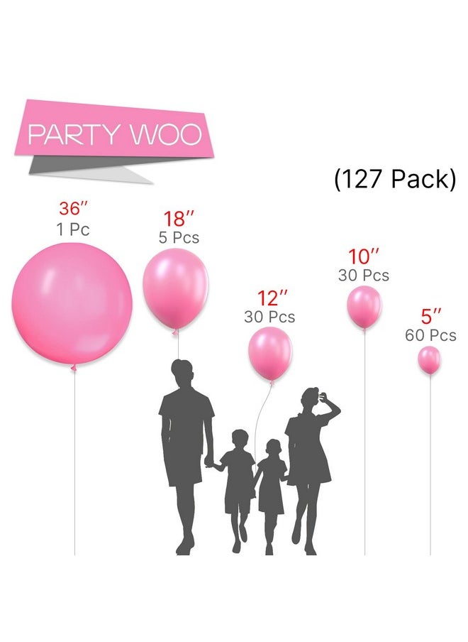 PartyWoo Magenta Pink Balloons, 127 Pcs Hot Pink Balloons Different Sizes Pack Of 36 Inch 18 Inch 12 Inch 10 Inch 5 Inch Persian Pink Balloons For Balloon Garland Arch As Party Decorations, Pink-Y11  - Image 2