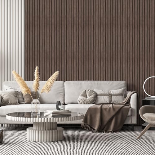 Yun-aeon Natural Wood Peel and Stick Wallpaper Wood Slats - 17.3"x 160" Dark Brown Self-Adhesive Waterproof Vinyl Removable Wall Paper for Wall Decor Bedroom - Image 2
