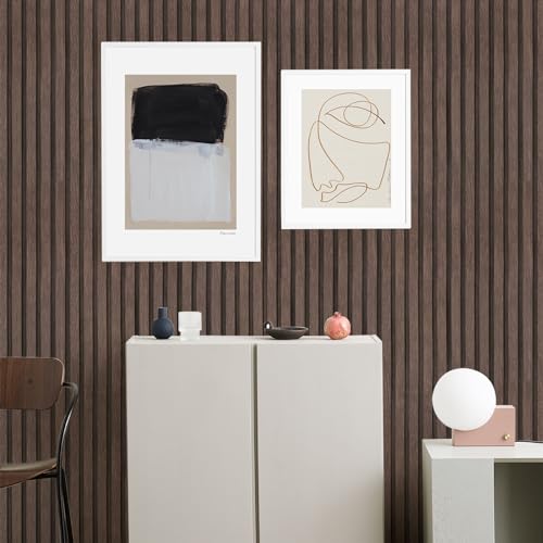 Yun-aeon Natural Wood Peel and Stick Wallpaper Wood Slats - 17.3"x 160" Dark Brown Self-Adhesive Waterproof Vinyl Removable Wall Paper for Wall Decor Bedroom - Image 3