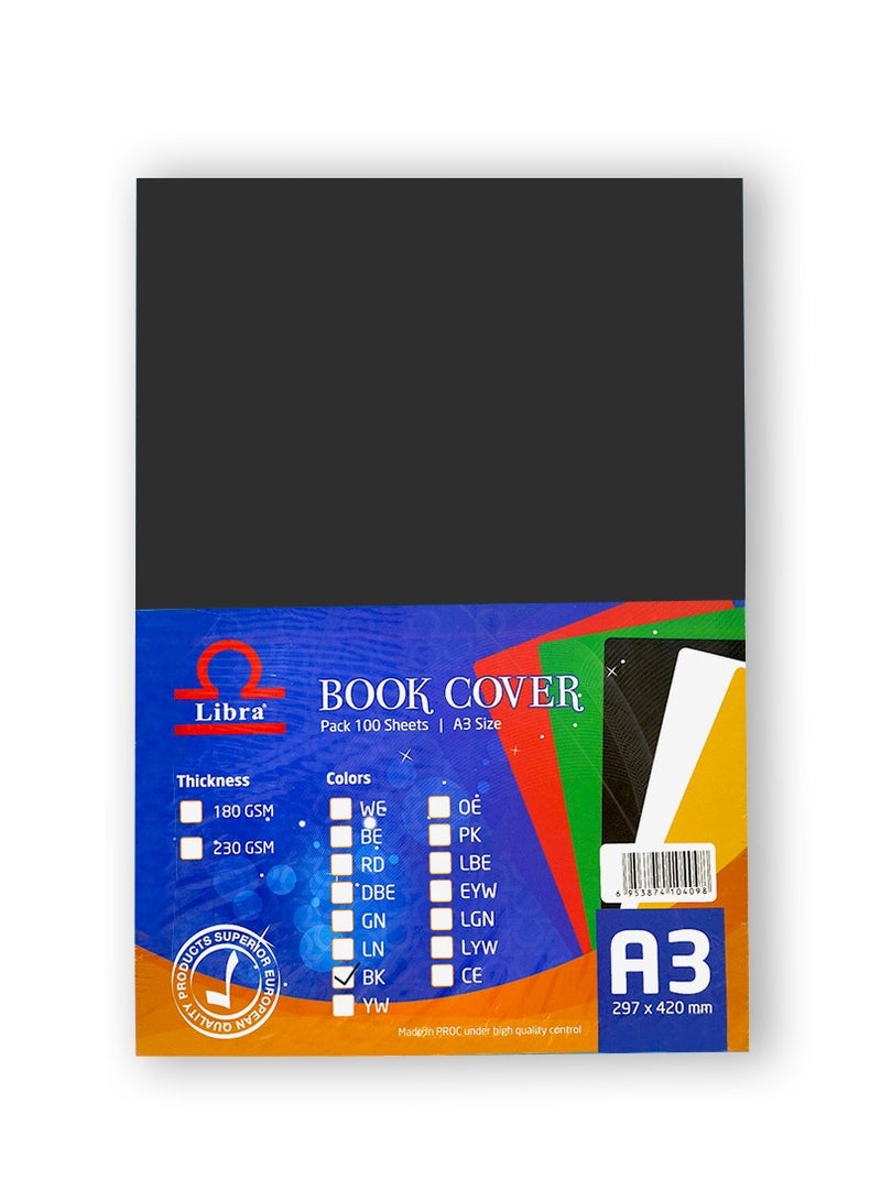 Libra Embossed Leather Board A3 230gsm Black 100 SHEET - Image 1