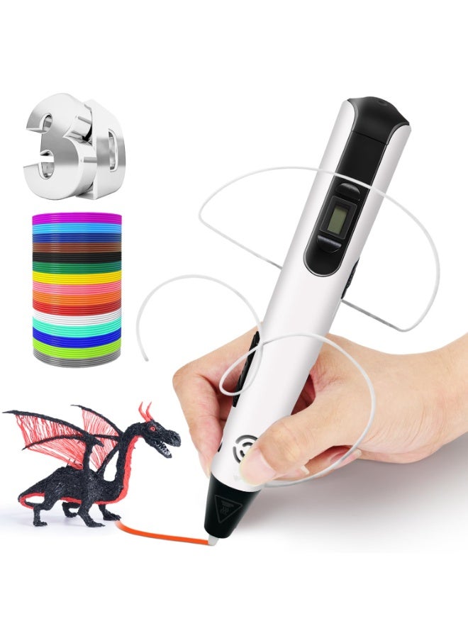 قلم ثلاثي الأبعاد للأطفال، قلم طباعة ثلاثية الأبعاد مع 45 مترًا من خيوط PLA، 15 لونًا، عبوة إعادة تعبئة، طقم رسم فني لقلم طابعة ثلاثية الأبعاد، لعبة جرافيتي ثلاثية الأبعاد، هدية فنية ممتعة للأولاد والبنات والمراهقين (NP100، أبيض) - Image 1
