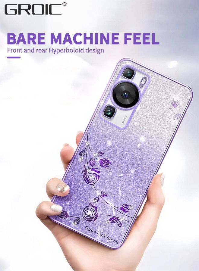 GROIC Case Compatible with Huawei P60/P60pro 6.67 Inches Glitter Case, Flash Powder Gradient Phone Electroplated Rhinestone Eternal Flower Protective Cover Slim Shiny - Image 4