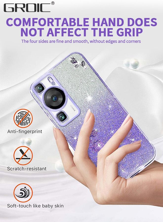 GROIC Case Compatible with Huawei P60/P60pro 6.67 Inches Glitter Case, Flash Powder Gradient Phone Electroplated Rhinestone Eternal Flower Protective Cover Slim Shiny - Image 3