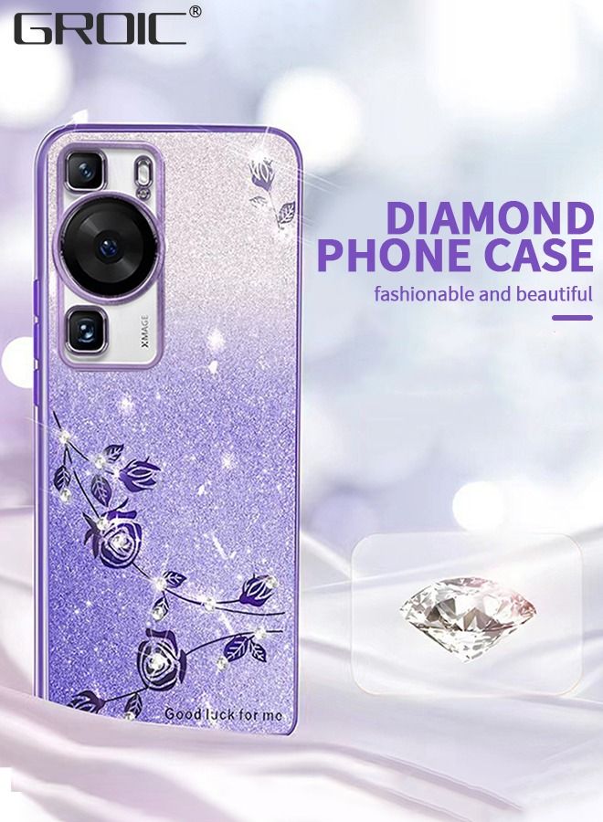 GROIC Case Compatible with Huawei P60/P60pro 6.67 Inches Glitter Case, Flash Powder Gradient Phone Electroplated Rhinestone Eternal Flower Protective Cover Slim Shiny - Image 2