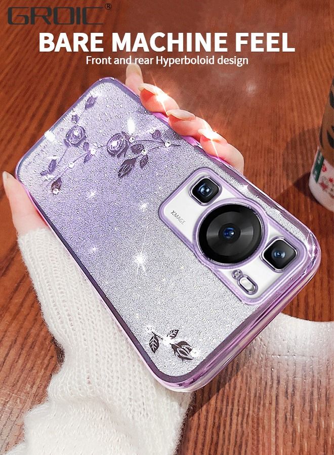 GROIC Case Compatible with Huawei P60/P60pro 6.67 Inches Glitter Case, Flash Powder Gradient Phone Electroplated Rhinestone Eternal Flower Protective Cover Slim Shiny - Image 5