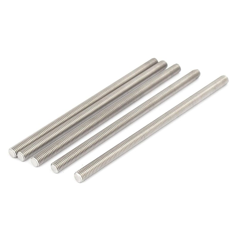 TOP-VIGOR 5Pcs M6-1.0 x 140mm Length Fully Threaded Rod, 304 Stainless Steel Right Hand Threaded Rods, Fully Studding Rod Bar for Anchor Bolts, Clamps, Hangers and U-Bolts - Image 1