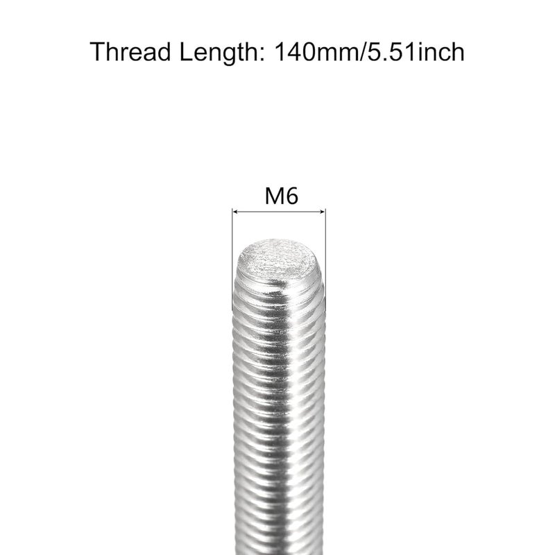 TOP-VIGOR 5Pcs M6-1.0 x 140mm Length Fully Threaded Rod, 304 Stainless Steel Right Hand Threaded Rods, Fully Studding Rod Bar for Anchor Bolts, Clamps, Hangers and U-Bolts - Image 2