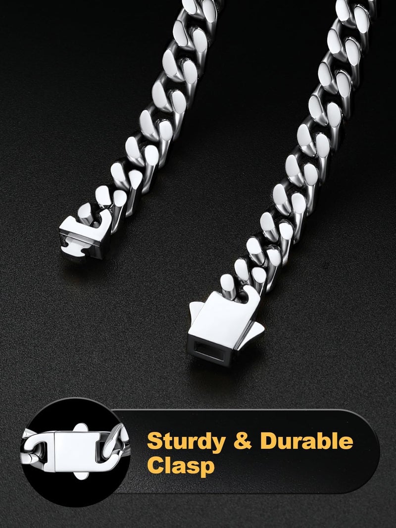 U7 Stainless Steel Cuban Chain Bracelets for Men 5MM Silver Stainless Steel Fashion Jewelry Bracelet - Image 5