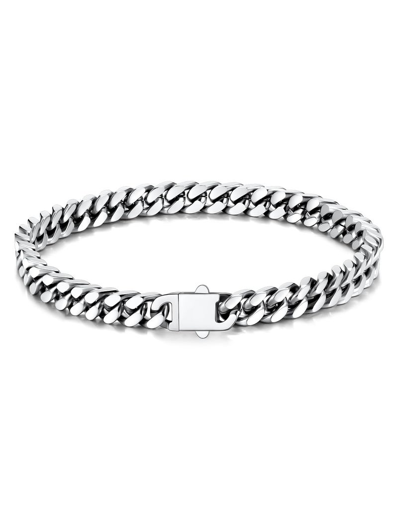 U7 Stainless Steel Cuban Chain Bracelets for Men 5MM Silver Stainless Steel Fashion Jewelry Bracelet - Image 1