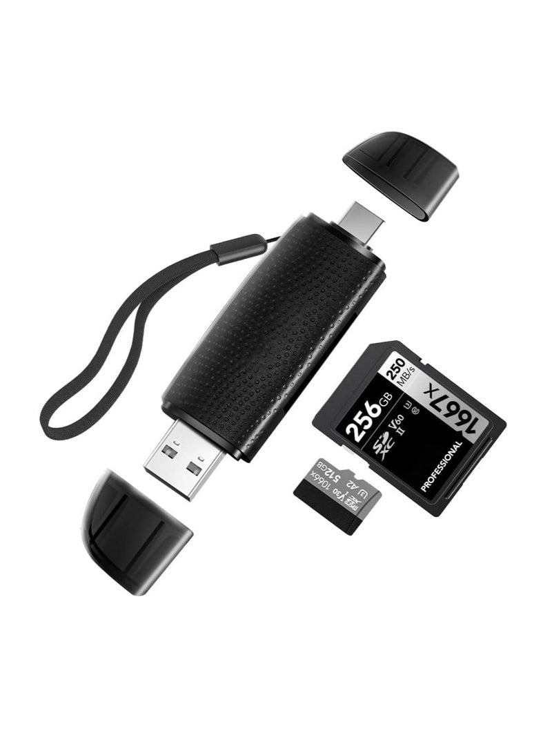Excefore RW310 Memory Card Reader, USB 3.2 Gen 1 Up to 170MB/s Speeds 2 in 1 USB-C USB-A for SD/Micro SD/SDHC/SDXC Camera Card Reader Adapter, OTG Micro SD Card Reader for PC/Laptop/Smart Phone/Tablet  - Image 1