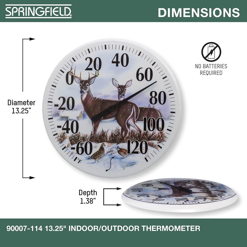 Springfield Indoor Outdoor Thermometer, Wireless Outdoor Thermometer with Large Numbers for Patio, Pool, and Indoor Areas, 13.25-Inch, Winter Deer - Image 3