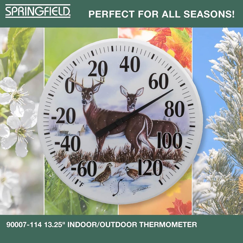 Springfield Indoor Outdoor Thermometer, Wireless Outdoor Thermometer with Large Numbers for Patio, Pool, and Indoor Areas, 13.25-Inch, Winter Deer - Image 4