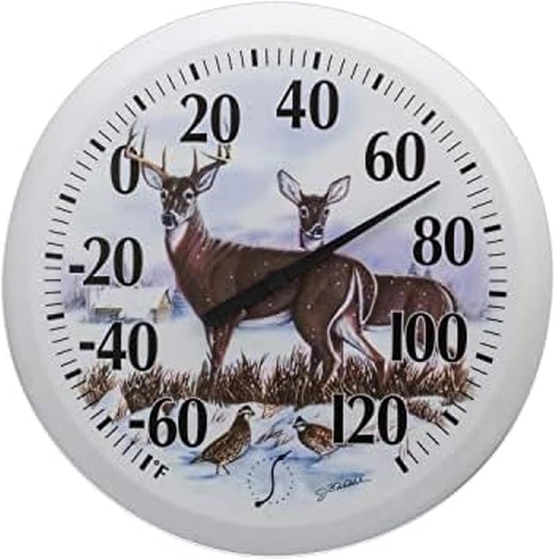 Springfield Indoor Outdoor Thermometer, Wireless Outdoor Thermometer with Large Numbers for Patio, Pool, and Indoor Areas, 13.25-Inch, Winter Deer - Image 1