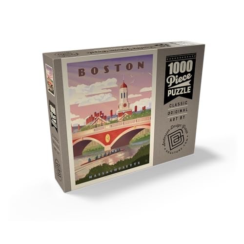 MyPuzzle.com MyPuzzle Boston Anderson Memorial Bridge Vintage Poster Premium 1000 Piece Jigsaw Puzzle for Adults - Image 5