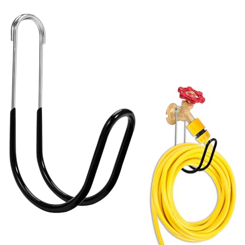 Yoniccal Garden Hose Holder Water Hose Hanger Wall Mounted,304Stainless Steel Solid Hose Hook Holds Up to 50Ft Garden Hose, Expandable Hose, Water Hose(Black Paint 1pcs) - Image 1