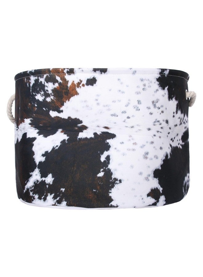 BBSET Highland Cow Nursery Baskets Large Size Western Laundry Basket with Cotton Rope Handles Cowboy Nursery Decor Hamper For Toys Cloths Baby Stuff (Cow skin) - Image 1