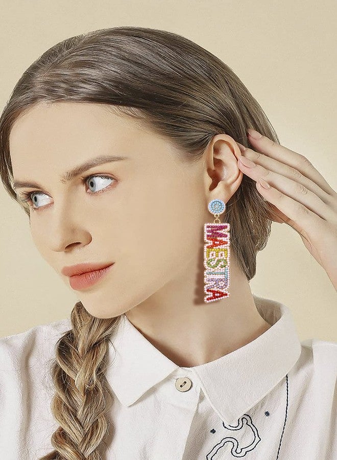 مولوك أقراط مولوخ للمعلمات، أقراط متدلية مرصعة بأحجار الراين، أقراط مايسترا للمعلمات، مجوهرات ملونة مميزة للعودة إلى المدرسة، هدايا تقدير للمعلمات (مايسترا) - Image 2