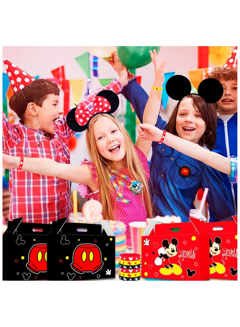 FRUITFUL PARTY Mickey Mouse Party Favors for 10 Guests, 50pcs All-in-One Mickey Party Favors Packs Mickey Mouse Ears Headband Cartoon Mickey Mouse Treat Box Mickey Party Silicone Bracelet Keychains Button Pin etc Mickey Mouse Party Supplies - Image 4