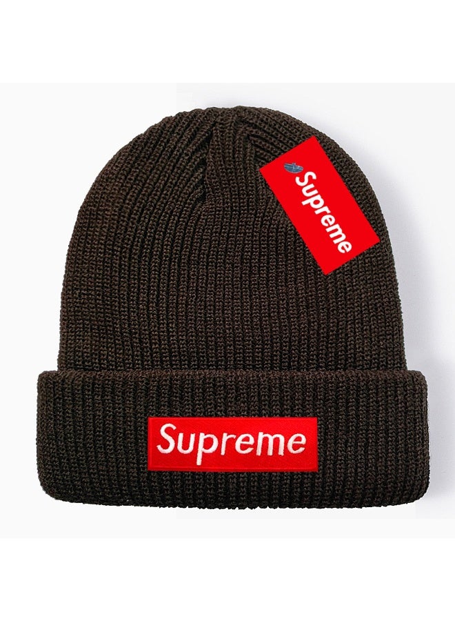Supreme FW22 Box Logo Ribbed Knit Beanie - Brown