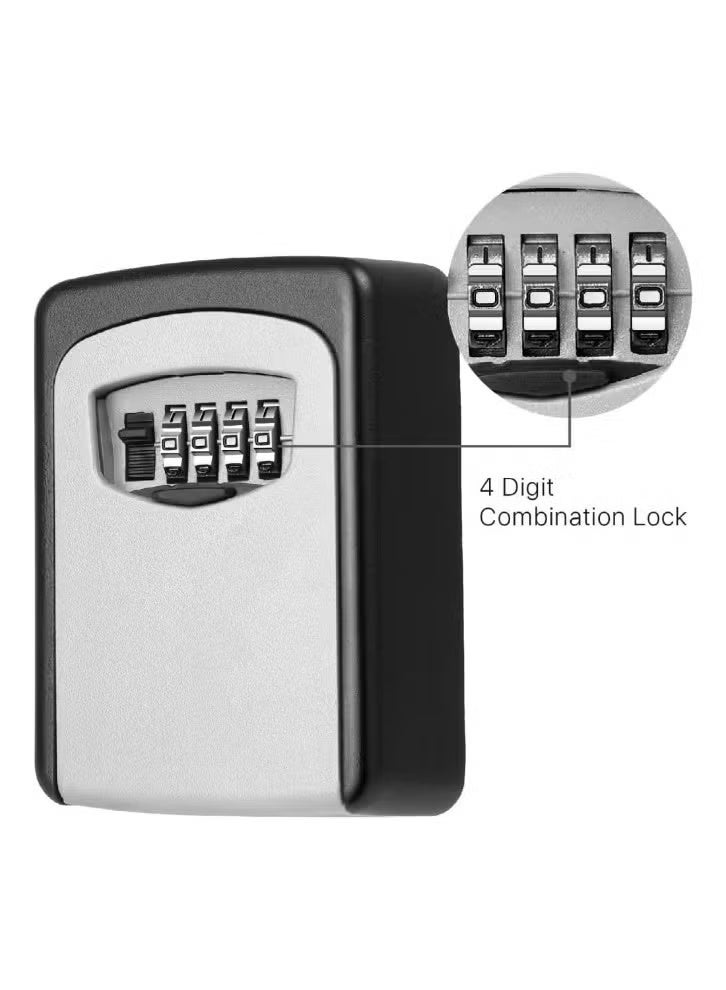 Durable Solid Cast Iron 4-Digit Code Access Key Safe Box Grey and Black 88 x 122 x 40 mm 321310 - Image 1