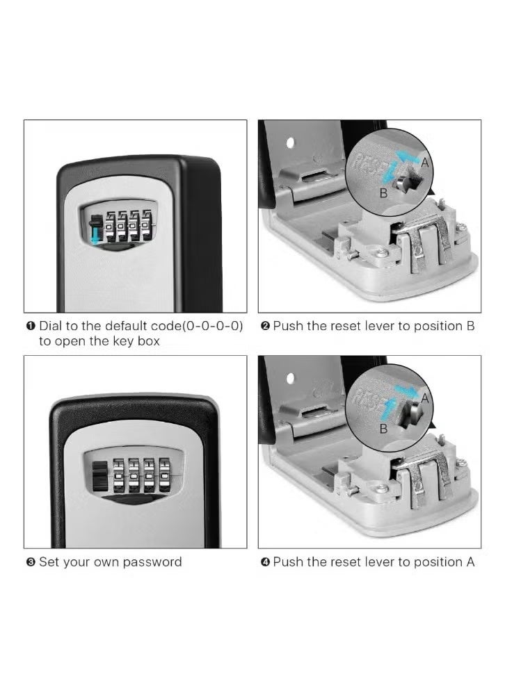 Durable Solid Cast Iron 4-Digit Code Access Key Safe Box Grey and Black 88 x 122 x 40 mm 321310 - Image 4