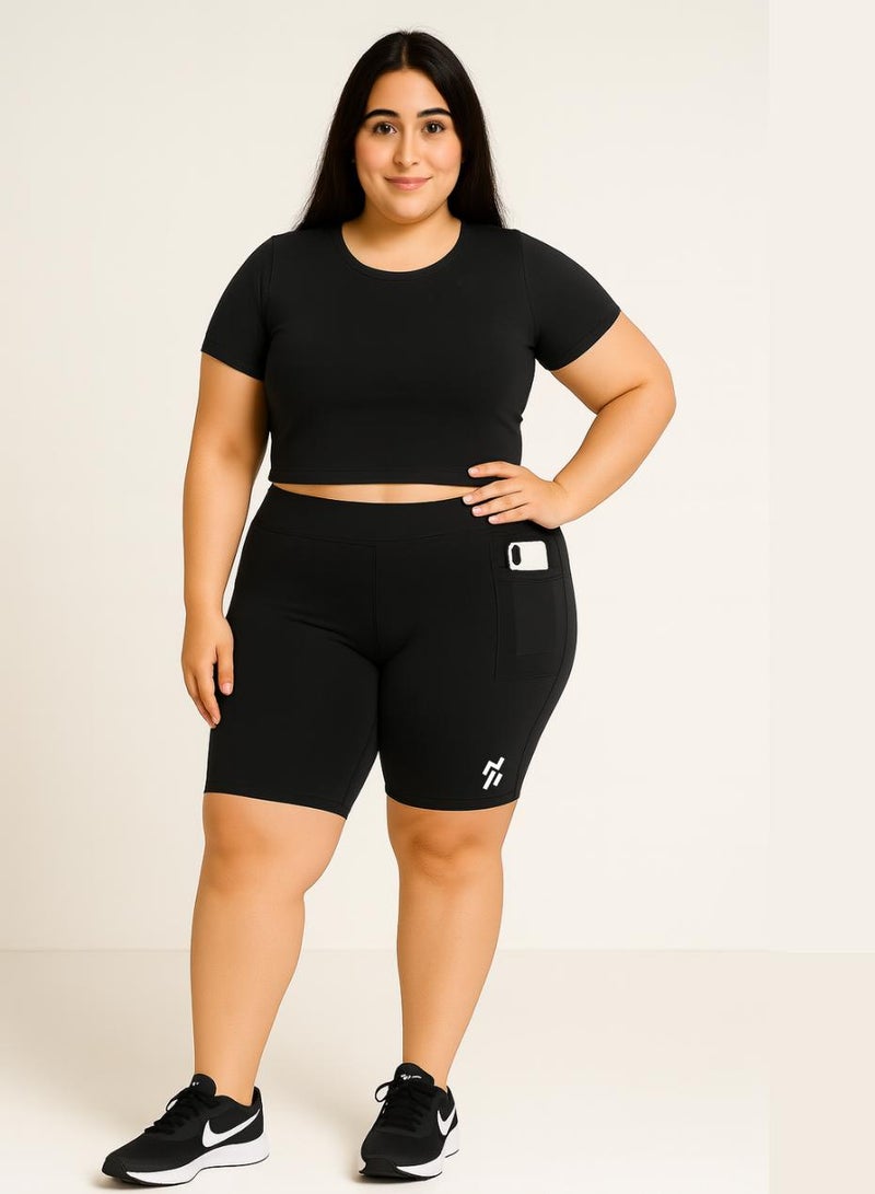 Moveletix Plus Size Women's Running Shorts with Pocket and Airpod slot - Image 1