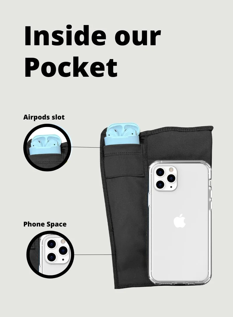 موفليتكس شورت جري مقاس كبير بجيب وحامل سماعات إيربود