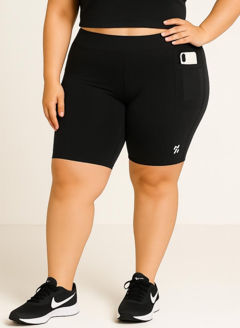 Moveletix High Waisted Women's Active Shorts with Pocket and Airpod slot - Plus Size - Image 1
