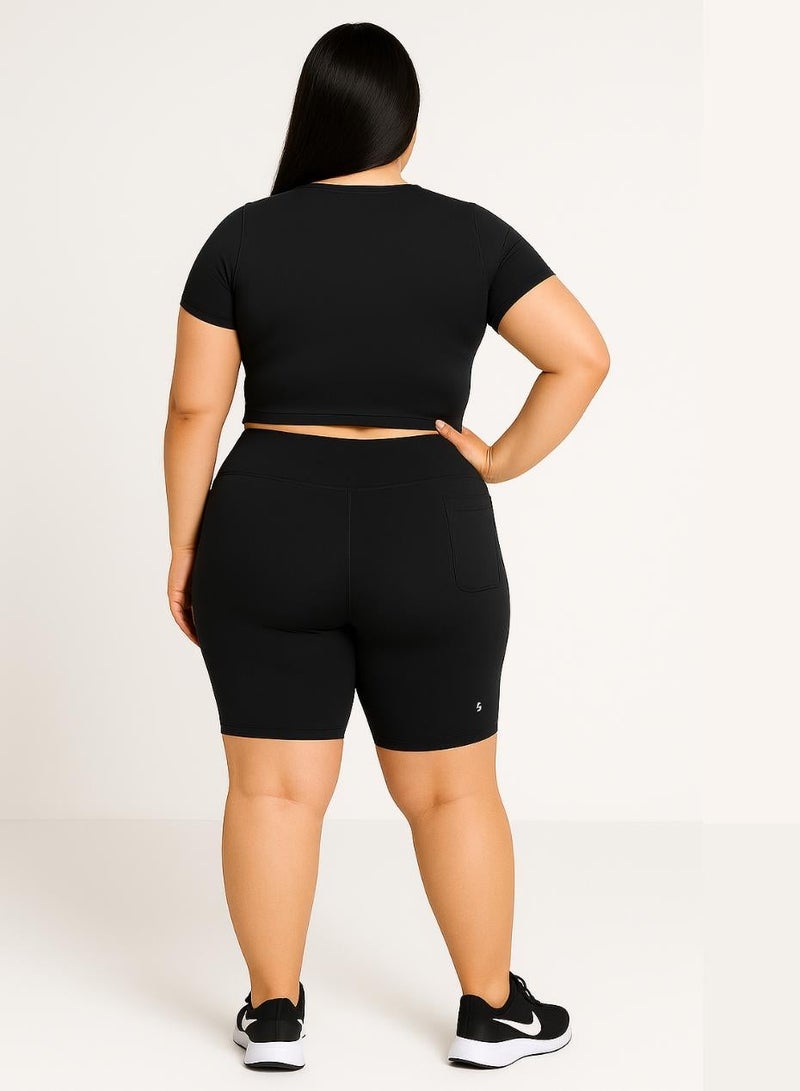 Moveletix High Waisted Women's Active Shorts with Pocket and Airpod slot - Plus Size - Image 4
