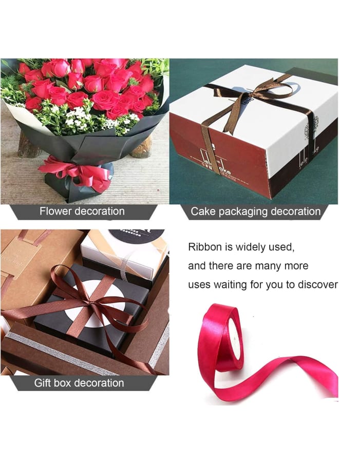 2x22m Rose Ribbon 25mm for Gift Wrapping,Satin Ribbon Rose Christmas Ribbon Decorative Balloon Ribbon Cake Ribbon Fabric Thick Ribbon for Crafting Birthday Hair Bow Baby Shower Party Cake Decorations - Image 5