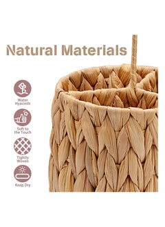 KASTWAVE Water Hyacinth Woven Utensil Caddy with Handle, Silverware Caddy Flatware Caddy Kitchen Organizer, Hand Woven Wicker Flatware Cutlery Caddy for Kitchen Dining Table Picnic (2 PCS)  - Image 5