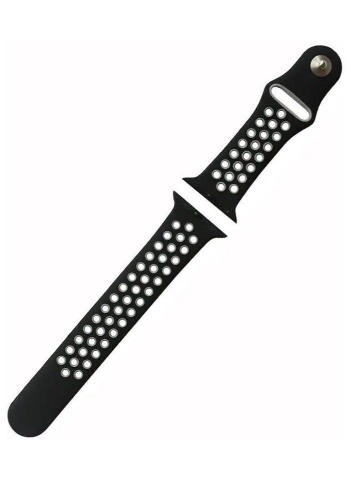 FITIT - FITIT Bands for Apple Watch Series 3 and Above.(42mm 45mm and 49mm cases), Soft Silicone Breathable Wristband Replacement Strap, Black and Grey - Image 1