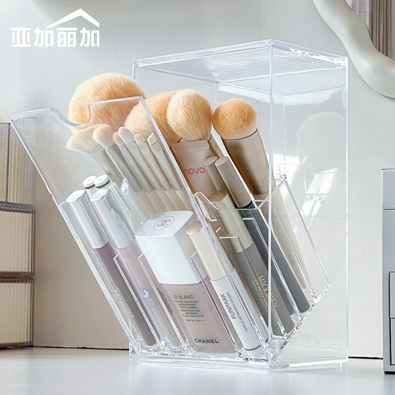 Makeup Brush Storage Box Dustproof Desktop Acrylic Lipstick Lip Glaze Finishing Storage Rack Advanced Dressing Table Brush Tube - Image 2