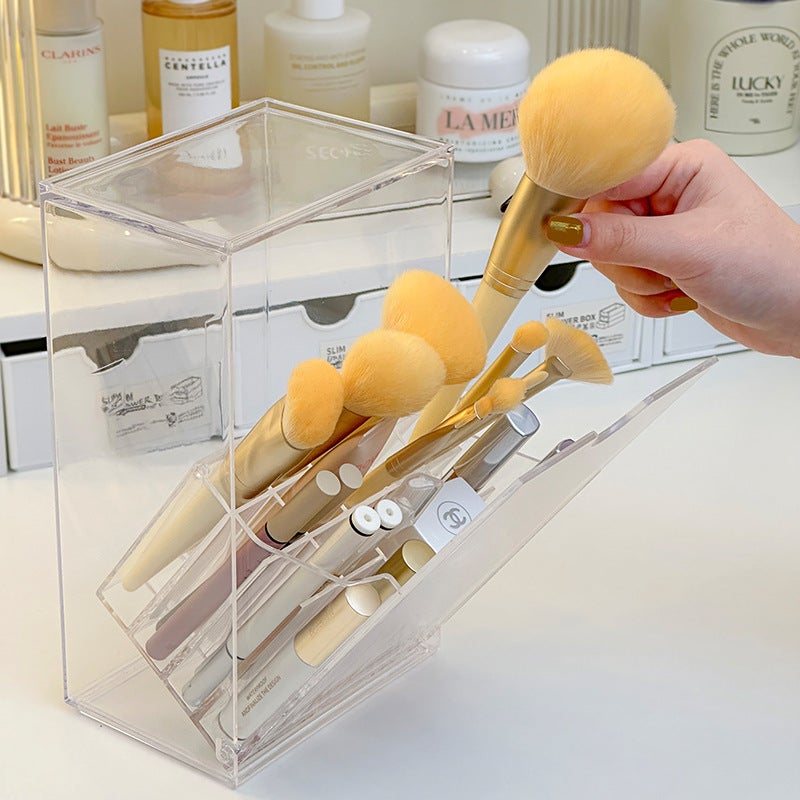 Makeup Brush Storage Box Dustproof Desktop Acrylic Lipstick Lip Glaze Finishing Storage Rack Advanced Dressing Table Brush Tube - Image 3