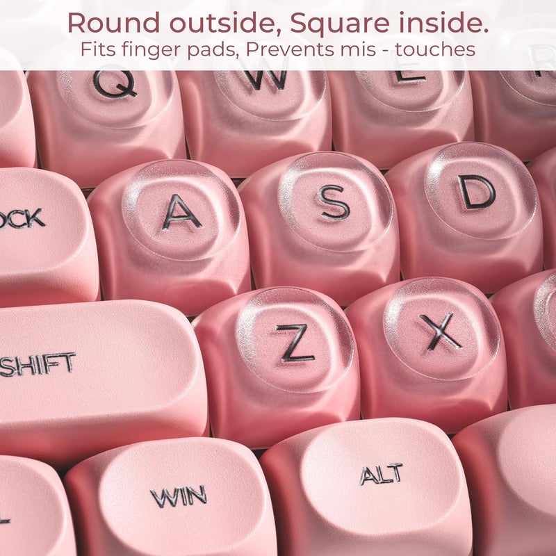 OHY Pink Keycaps, XVX HOA Profile Jelly KeyCap, 132-Key Cute Custom Keycap Set for Mechanical Keyboards with Cherry/Gateron MX Switches-Blush Pink（Only Keycaps） - Image 3