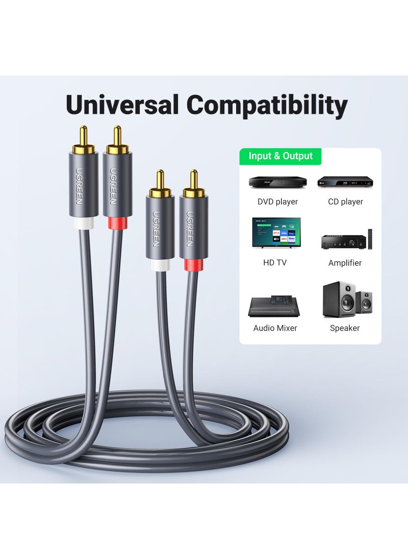 Ugreen UGREEN RCA Cable, 6.6FT 2RCA Male to 2RCA Male Stereo Audio Cable Gold Plated Car Subwoofer Adapter Dual Shielded Red and White Cord for Home Theater Amplifier Hi-Fi System Car Audio Speaker  - Image 4