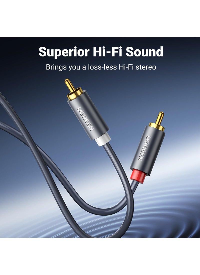 Ugreen UGREEN RCA Cable, 6.6FT 2RCA Male to 2RCA Male Stereo Audio Cable Gold Plated Car Subwoofer Adapter Dual Shielded Red and White Cord for Home Theater Amplifier Hi-Fi System Car Audio Speaker  - Image 3
