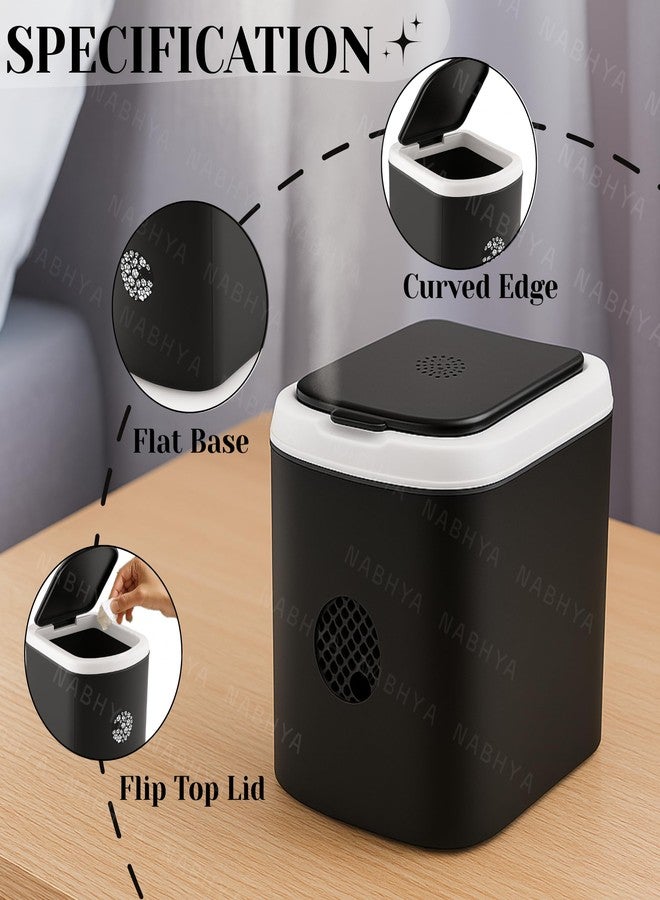 Nabhya Mini Waste Bin Disposal Dustbin Wooden Finished Manual-Lift Dustbin for Car Office Desk and Home Use (Black) - Image 4