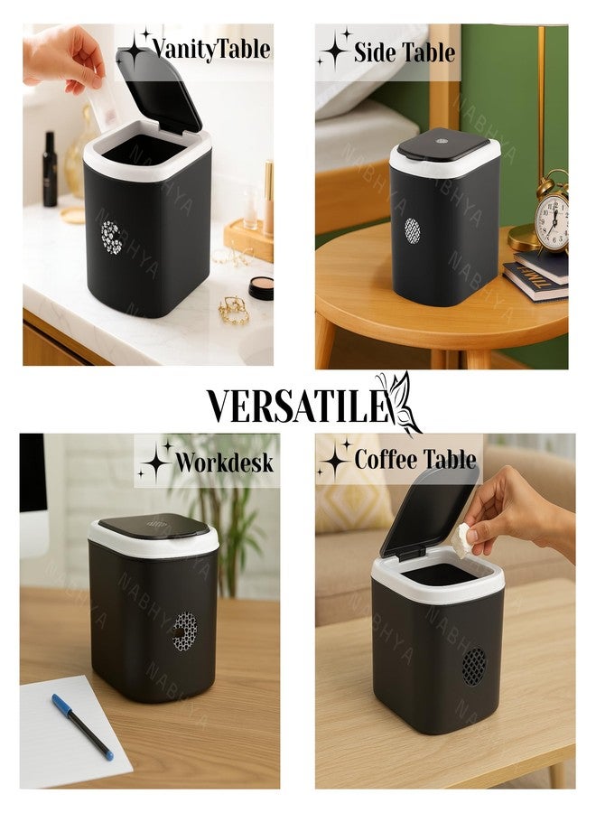Nabhya Mini Waste Bin Disposal Dustbin Wooden Finished Manual-Lift Dustbin for Car Office Desk and Home Use (Black) - Image 5
