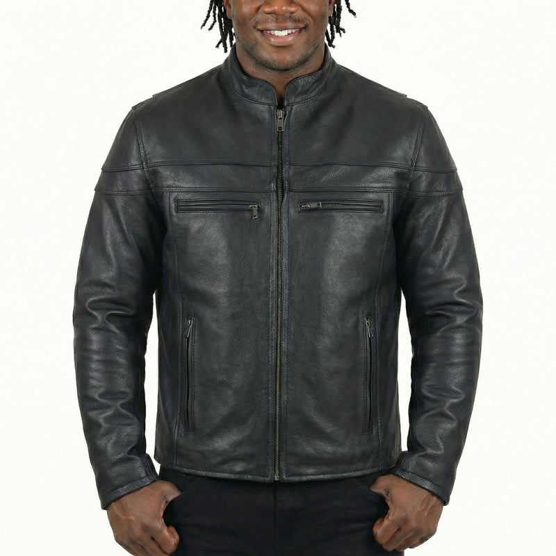 Vance Leather's Men's Premium Leather Motorcycle Racer Jacket with Vents Reflective Piping and CCW Pockets (XL) - Image 2