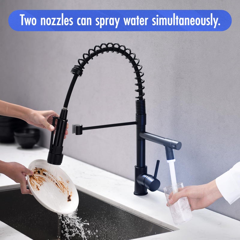 AIMADI Kitchen Faucet,Black Kitchen Faucet,Commercial Faucet with Sprayer Single Handle Single Hole Spring Kitchen Sink Faucet,Matte Black - Image 5