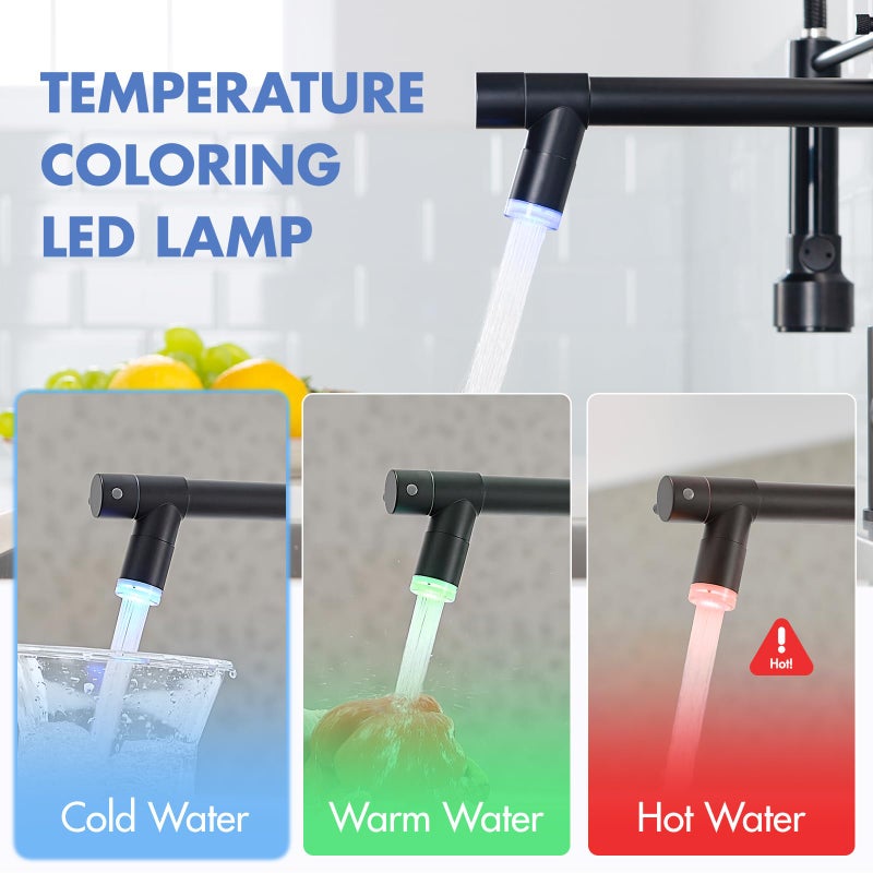 AIMADI Kitchen Faucet,Black Kitchen Faucet,Commercial Faucet with Sprayer Single Handle Single Hole Spring Kitchen Sink Faucet,Matte Black - Image 3