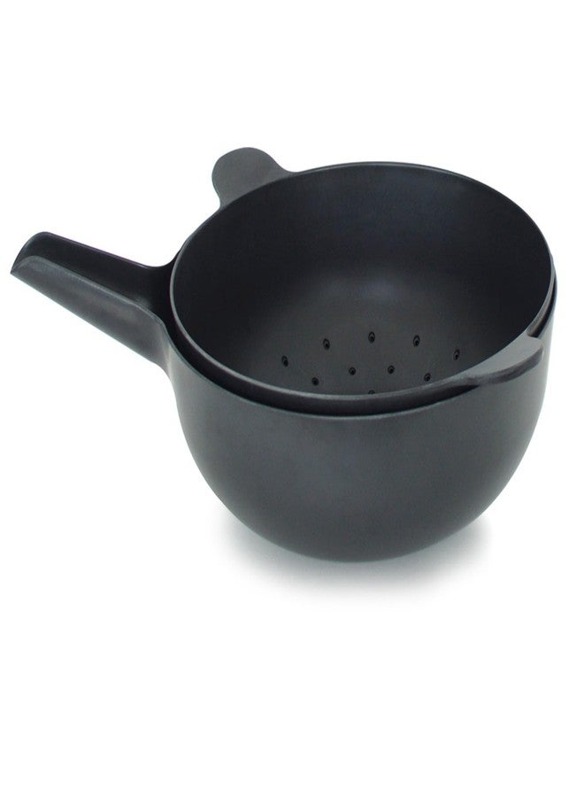 EKOBO Large Mixing Bowl and Colander Set Black - 135 oz BPA-Free Eco-Composite - Nesting Kitchen Mixing Bowls for Washing Mixing Serving - Dishwasher Safe Essential Bowl Set - Image 1