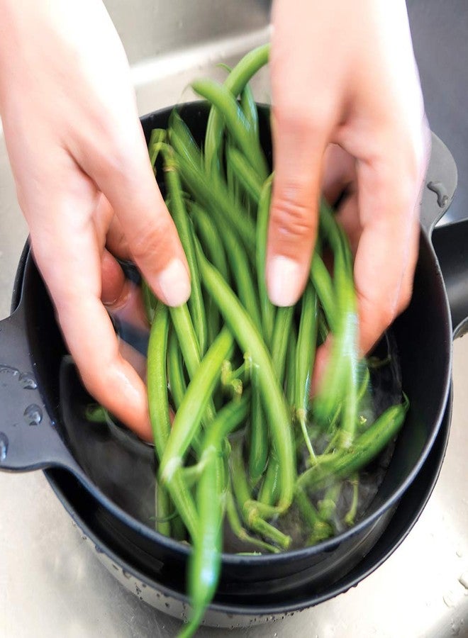 EKOBO Large Mixing Bowl and Colander Set Black - 135 oz BPA-Free Eco-Composite - Nesting Kitchen Mixing Bowls for Washing Mixing Serving - Dishwasher Safe Essential Bowl Set - Image 2